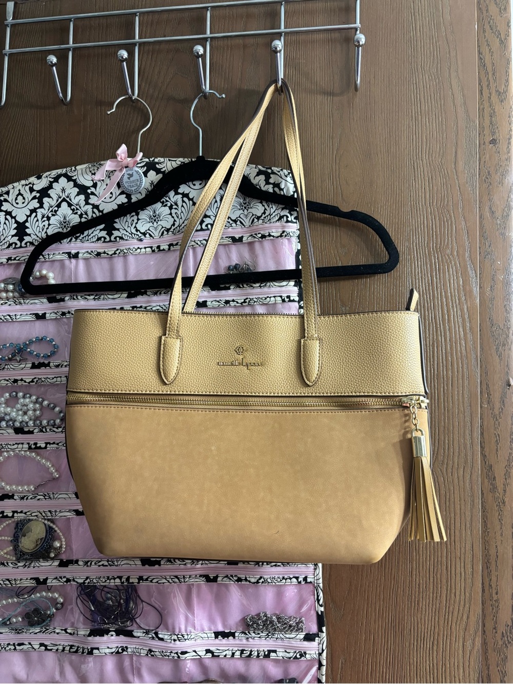 Nanette Lepore Gold Two-Tone Leather Tote